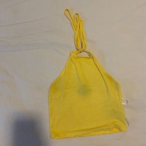 Yellow High Neck, Halter crop top
